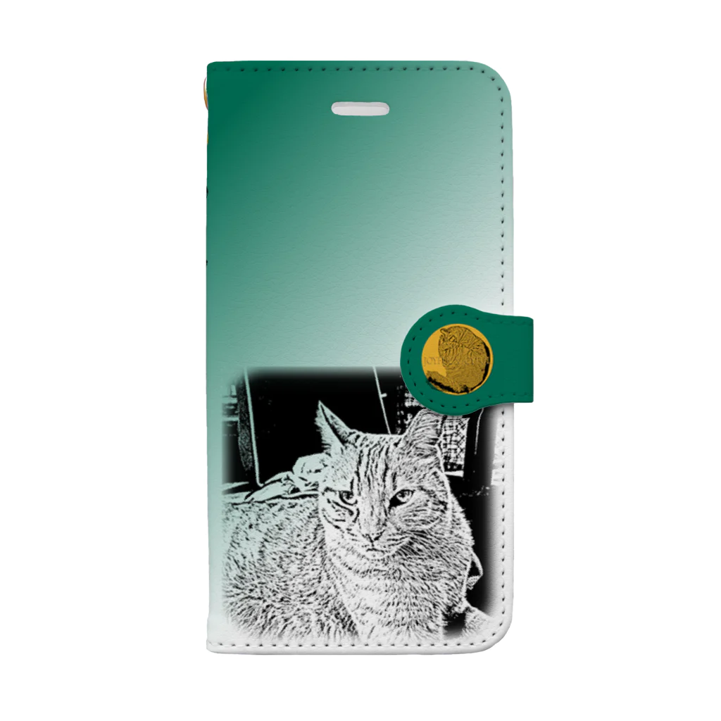 .JUICY-SHOP. | JOYFULのJOYFUL | Requesting Cat | 萌葱色 Book-Style Smartphone Case