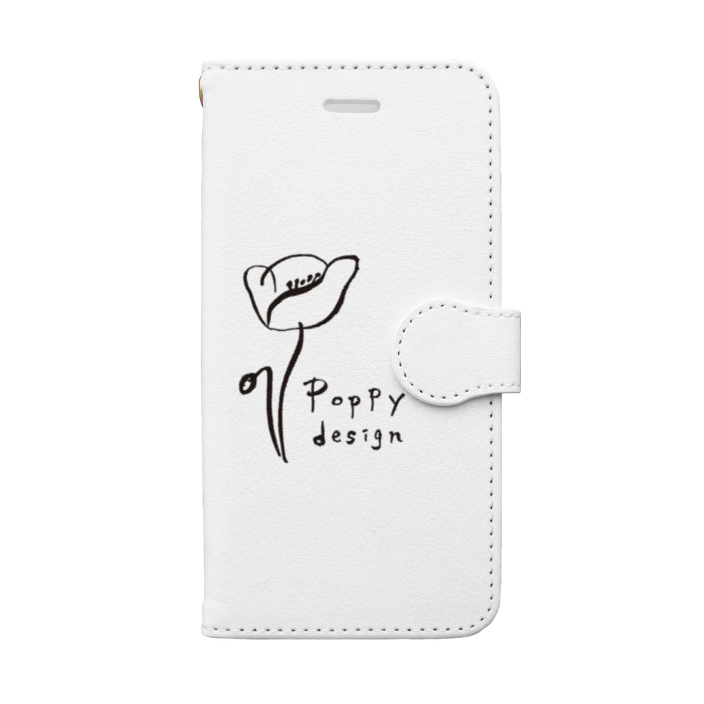 ひなげし商店のPoppy design 黒ライン 手帳型スマホケース