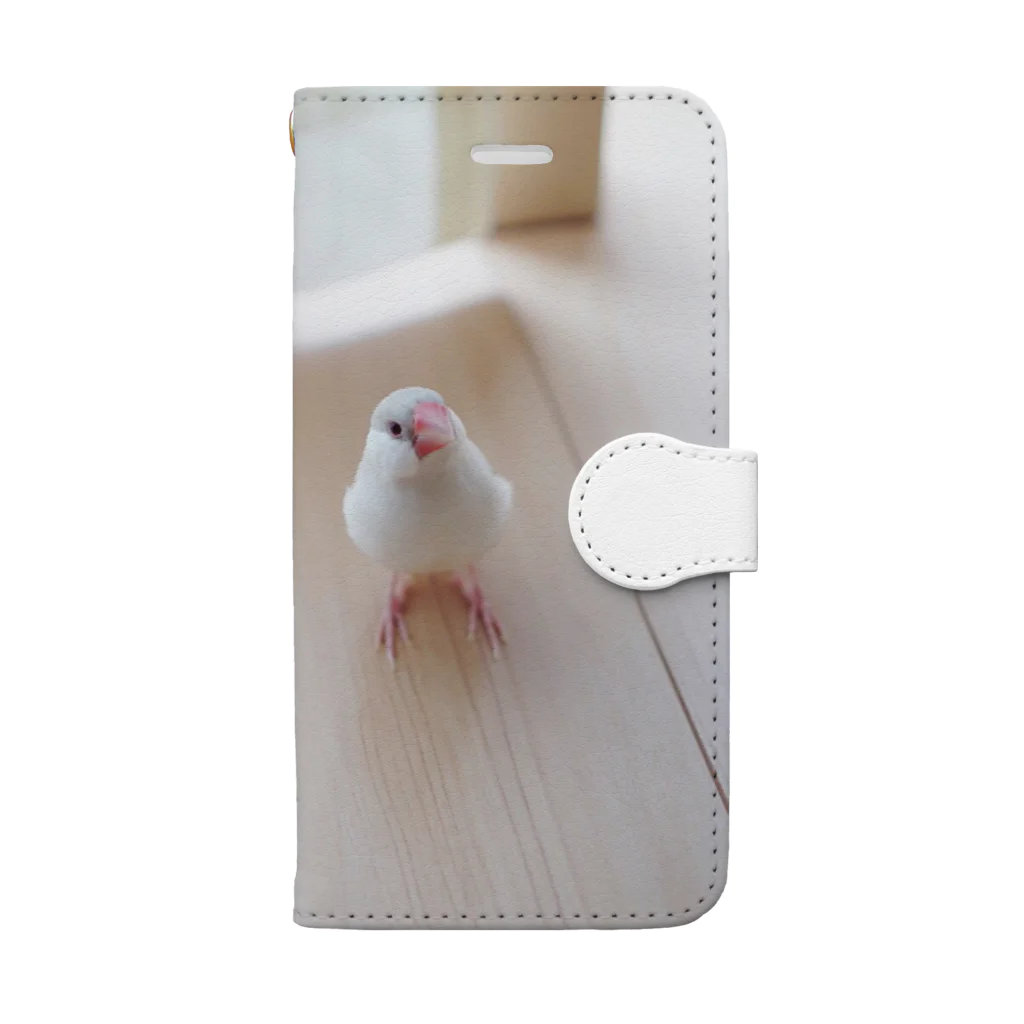 のん (•ө•)のシルバーイノ文鳥さん Book-Style Smartphone Case