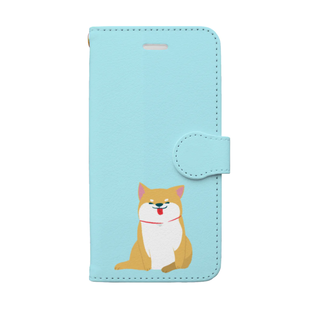 meow！の暑いしばいぬ (水色) 手帳型スマホケース