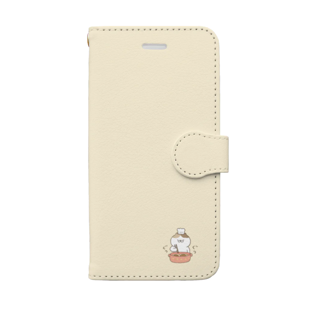 おからドーナツのアトリエの色々にゃんこ＊手帳型スマホケース（ベージュ） Book-Style Smartphone Case