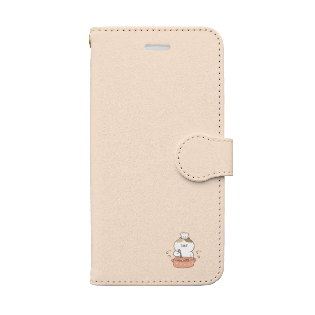 おからドーナツのアトリエの色々にゃんこ＊手帳型スマホケース（薄橙） Book-Style Smartphone Case