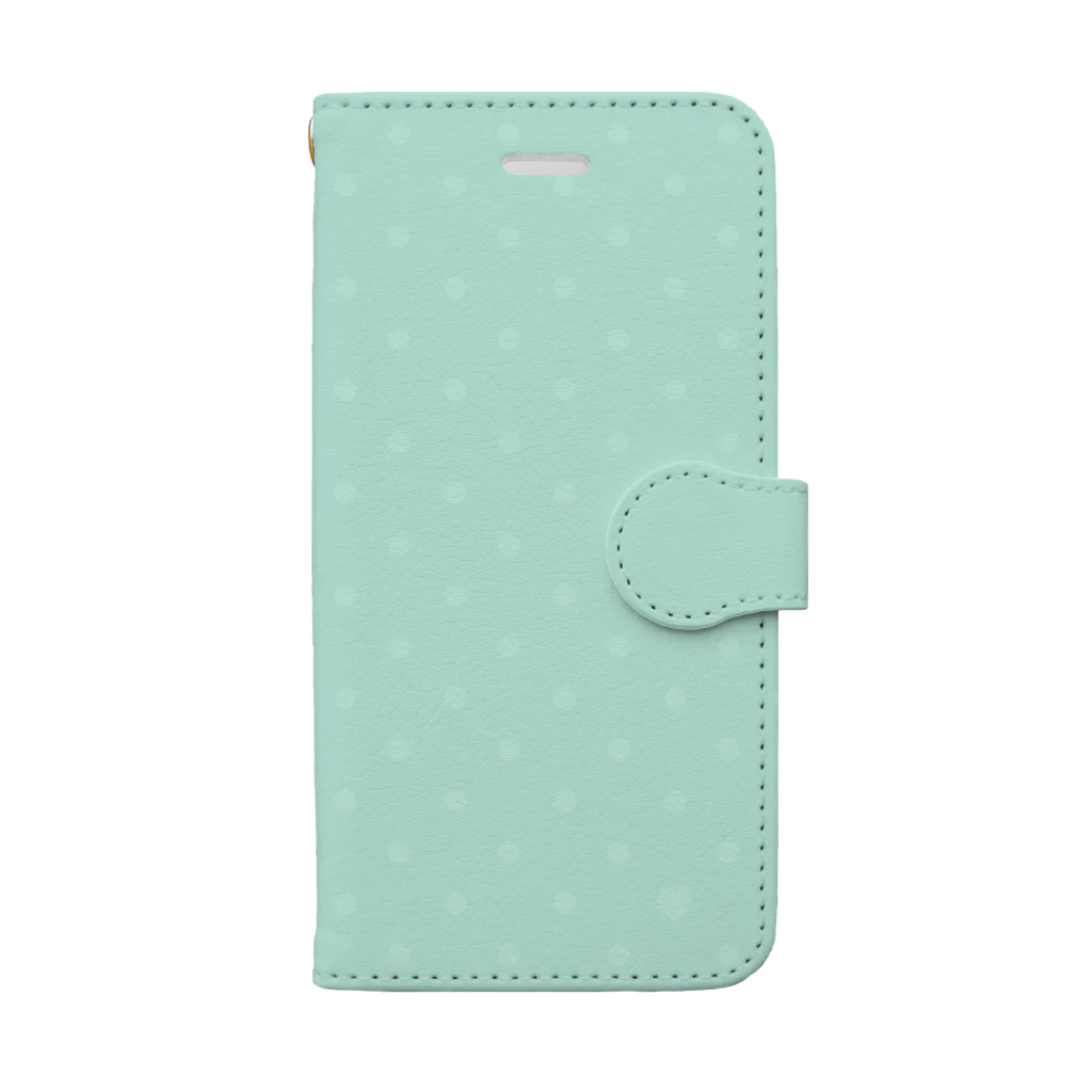 yuki＊yutoriのドット＊くすみグリーン Book-Style Smartphone Case