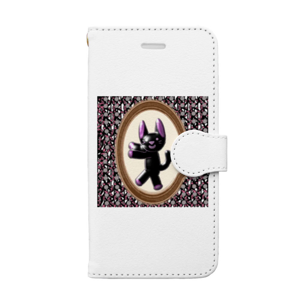 usa100の黒猫のダンス Book-Style Smartphone Case