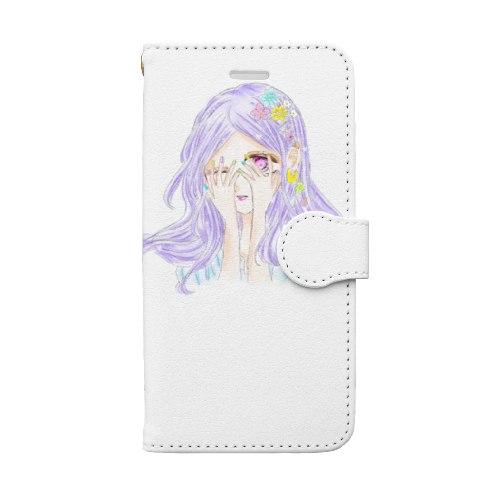 ssodaの世界の purple girl 手帳型スマホケース