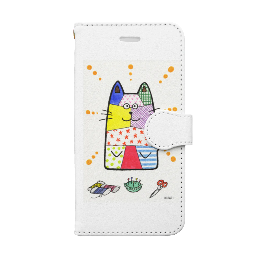 KIRARIの夢色雑貨屋さんの「パッチワークのネコ」 Book-Style Smartphone Case