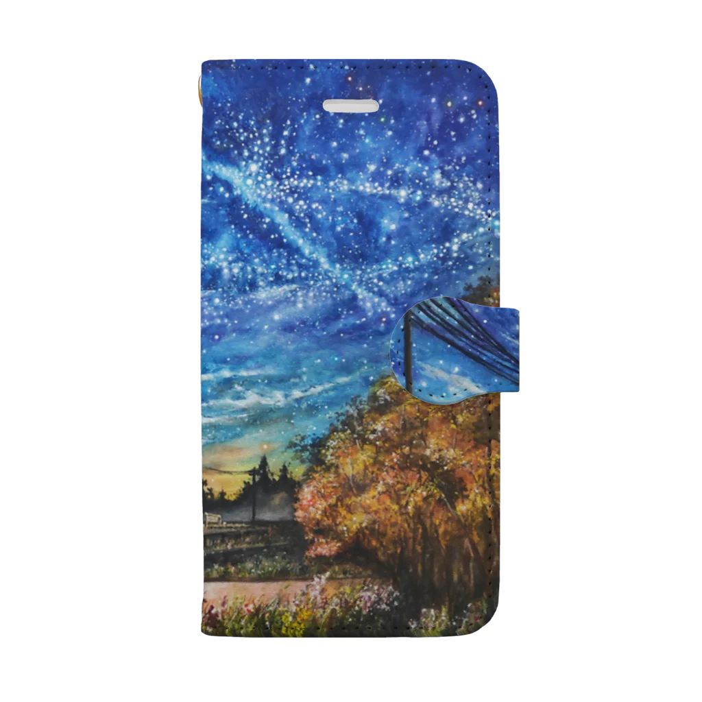 星空絵かきのアトリエの銀河鉄道の夜明け Book-Style Smartphone Case