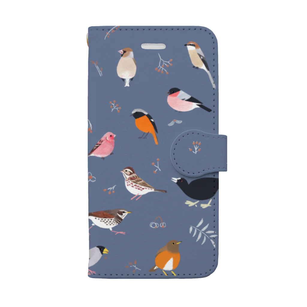 piro piro piccoloのトリミノススメA/W　blue gray Book-Style Smartphone Case