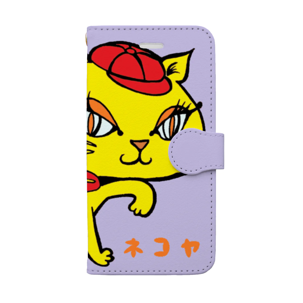 「中華居酒屋 ねこや」マーチャンダイズストアのねこやのミミちゃんスマホケース(猫家、straycat) Book-Style Smartphone Case