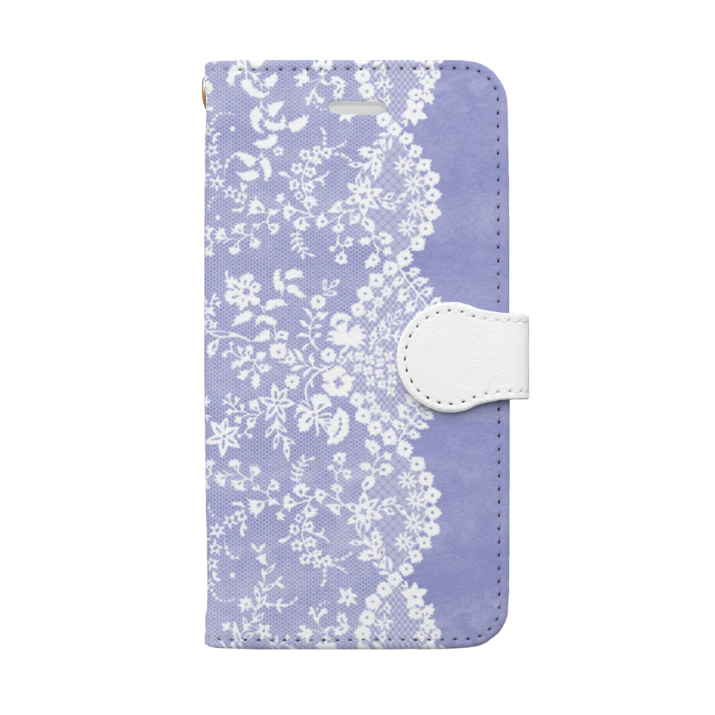 mameyakaの花盛レース【ラベンダー】 Book-Style Smartphone Case