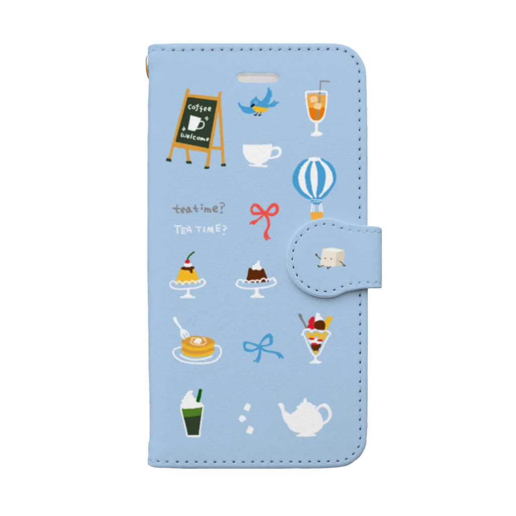 喫茶角砂糖の喫茶店柄（ワスレナグサ） Book-Style Smartphone Case