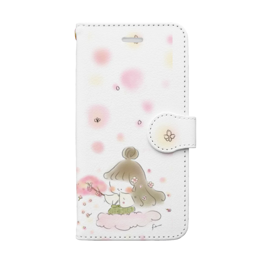 ふくまめさんの世界の春の応援団スマホケース Book-Style Smartphone Case