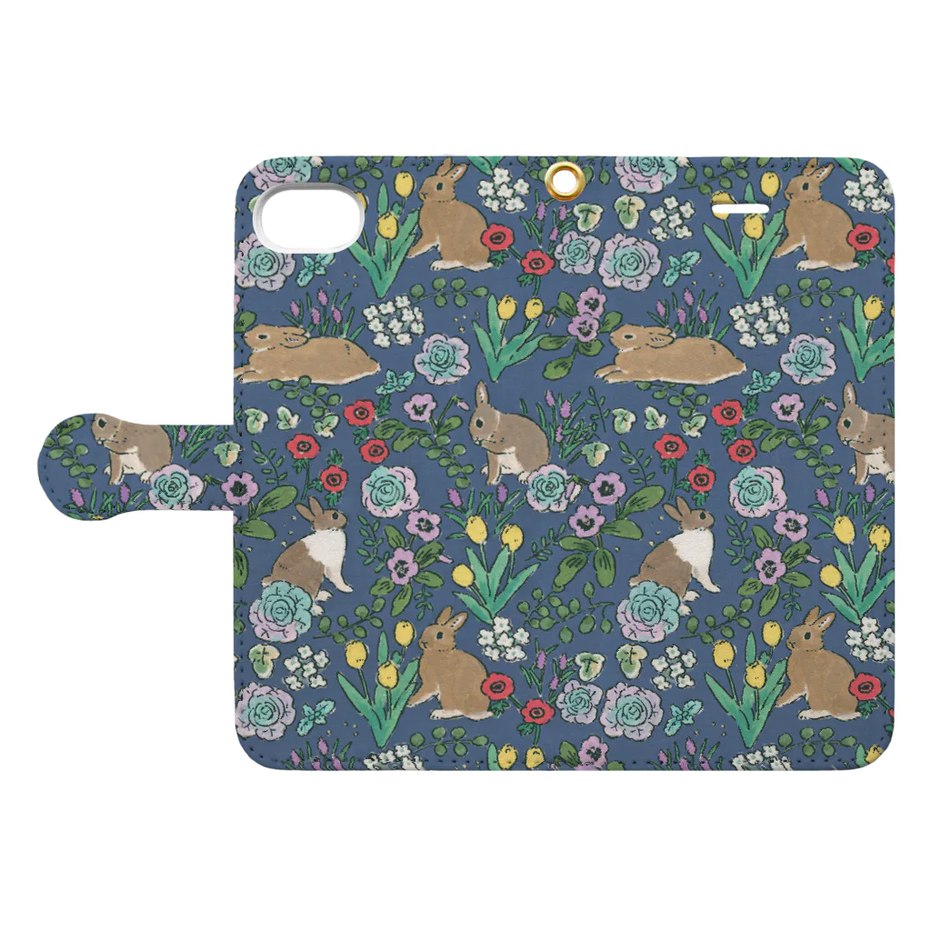 SCHINAKO'Sのうさぎさんと早春の花 Book-Style Smartphone Case:Opened (outside)