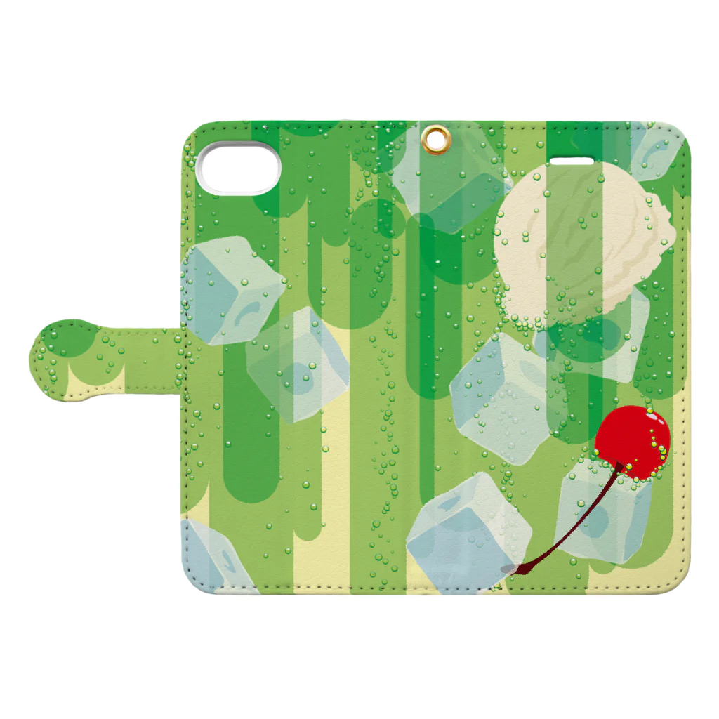 日下田のフォーリングクリームソーダ Book-Style Smartphone Case:Opened (outside)