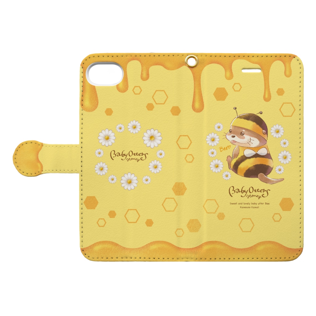 カワウソとフルーツのBaby Otters Honey（11以前はこちら） Book-Style Smartphone Case:Opened (outside)