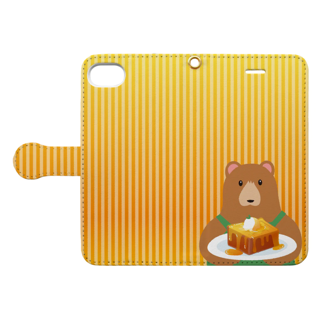 雑貨屋きゅう＠suzuri支店のクマ店長のハニートースト　手帳型スマホケース Book-Style Smartphone Case:Opened (outside)