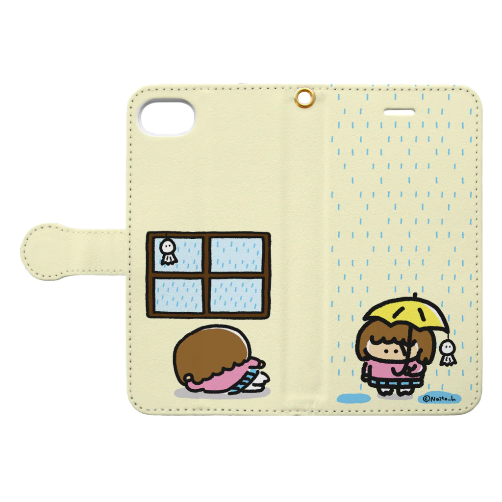 Naito_hの雨降ってるよ Book-Style Smartphone Case:Opened (outside)