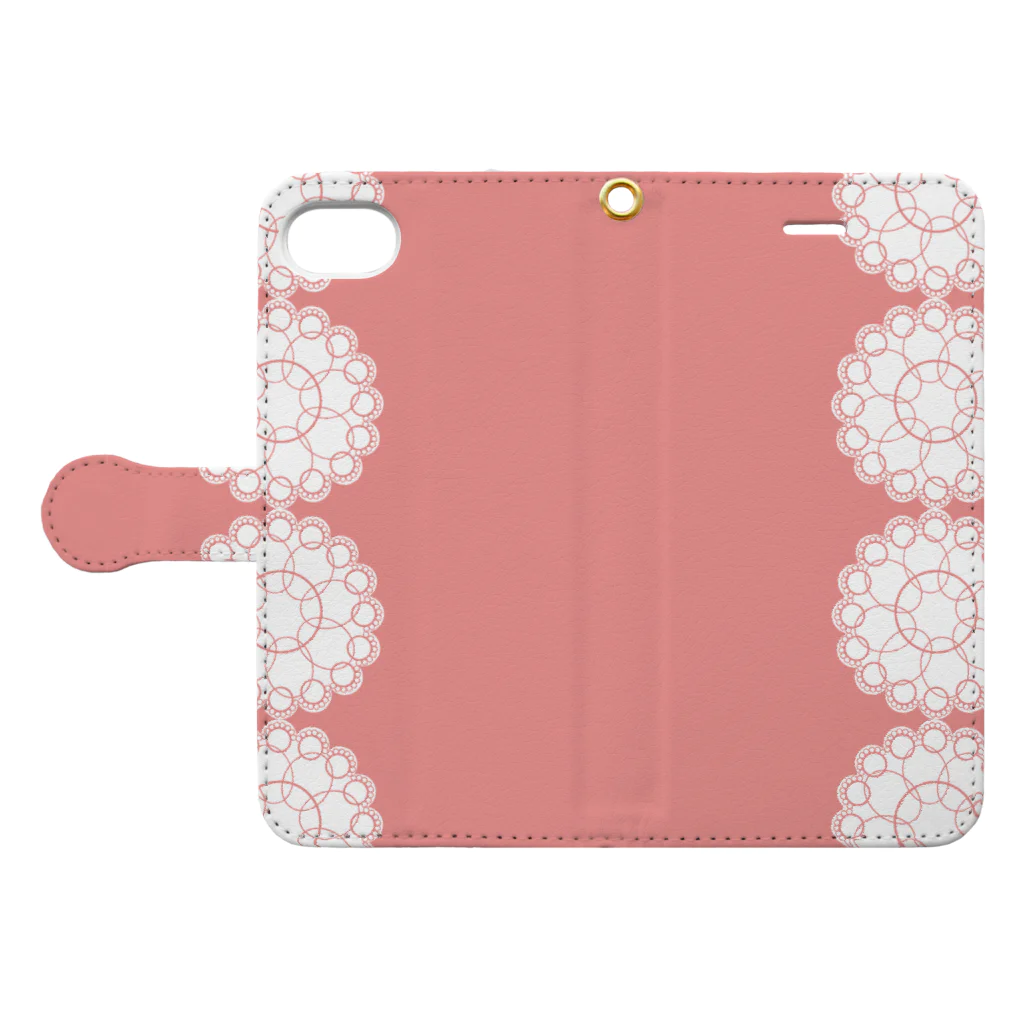 COCOROの大人かわいいレース柄風モチーフ Book-Style Smartphone Case:Opened (outside)