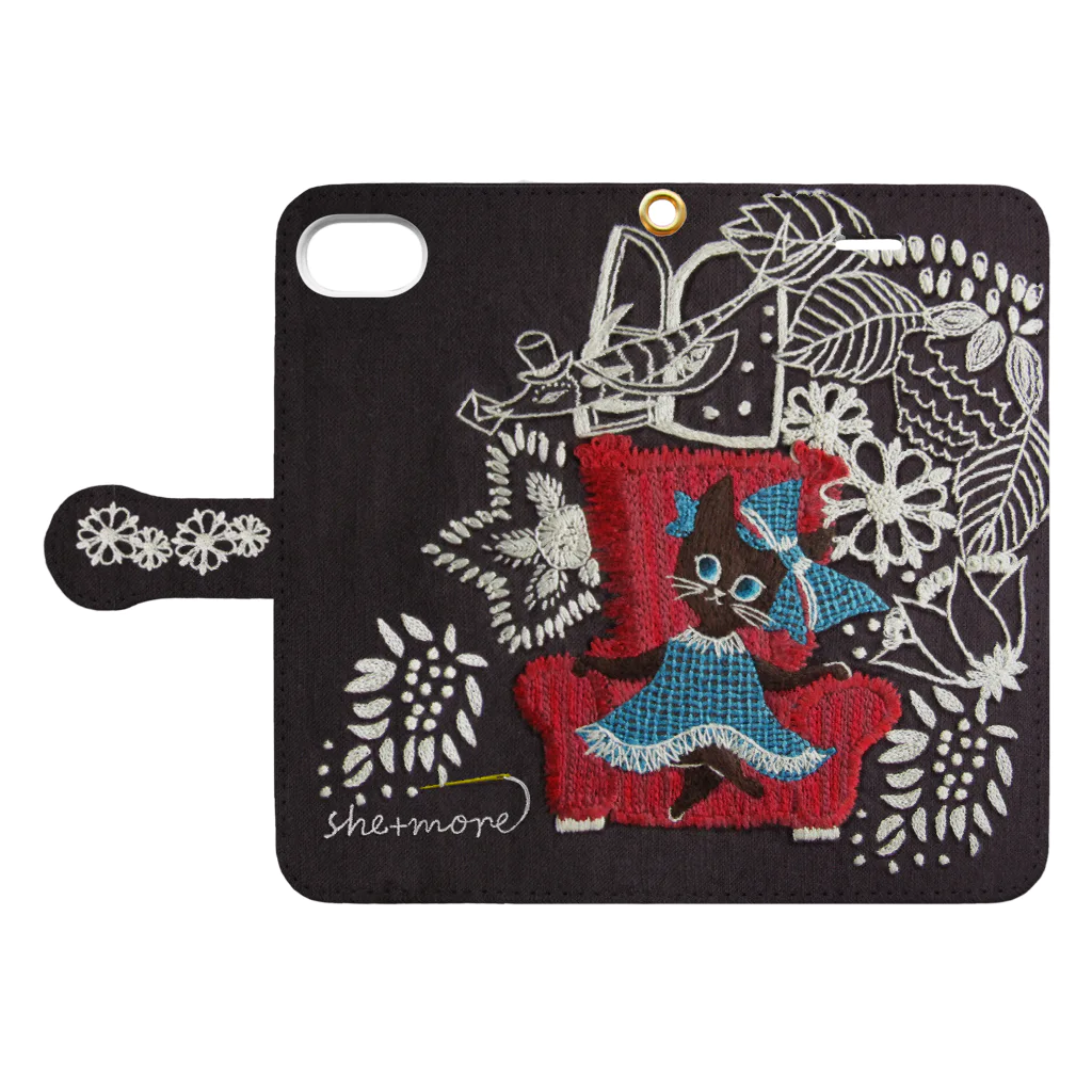 シーモア（she+more）の(iphone) 子猫と郵便配達のお話 Book-Style Smartphone Case:Opened (outside)