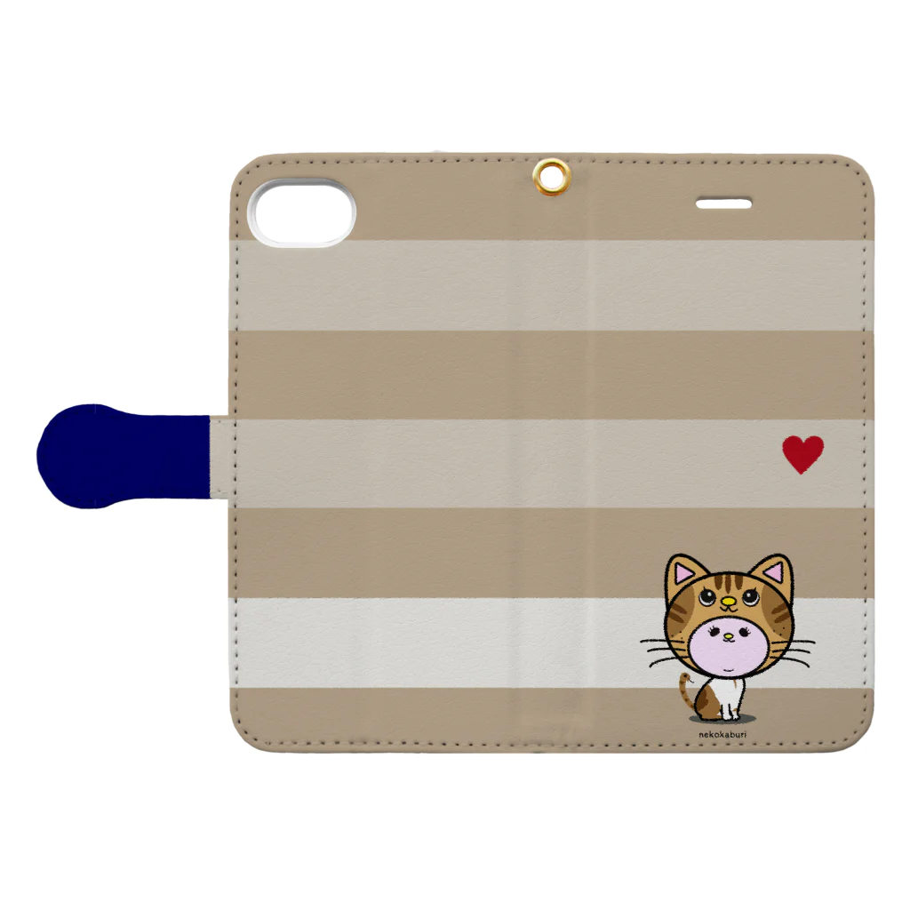 yupon1980のにゃんこヘビー♡ねこかぶり Book-Style Smartphone Case:Opened (outside)