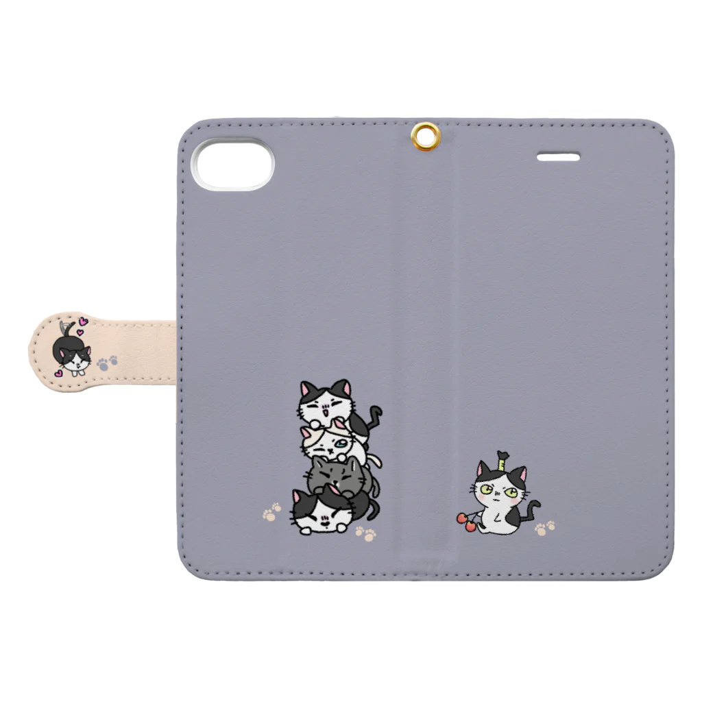 kirara12_18の福を呼ぶ！！かぎしっぽねこ大ちゃん青 Book-Style Smartphone Case:Opened (outside)