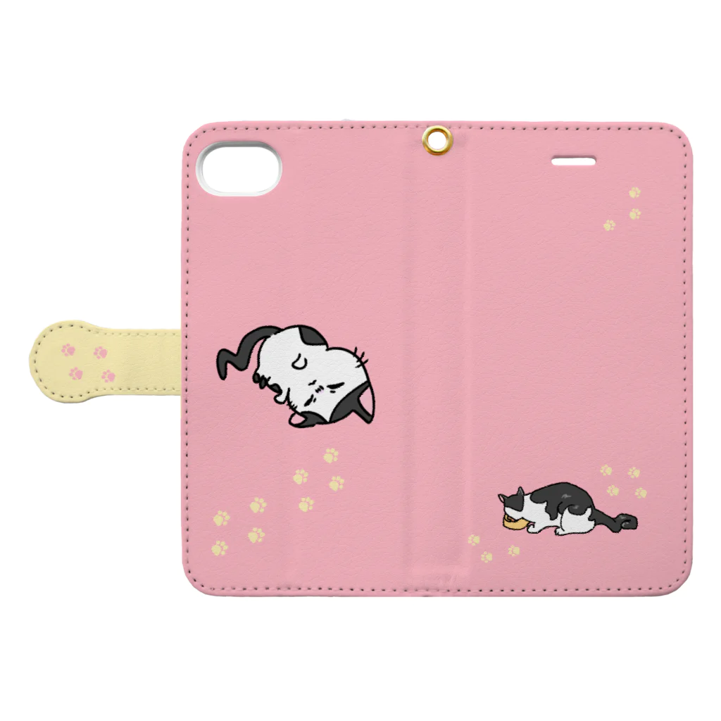 kirara12_18の福を呼ぶ！！かぎしっぽねこ大ちゃん桃 Book-Style Smartphone Case:Opened (outside)