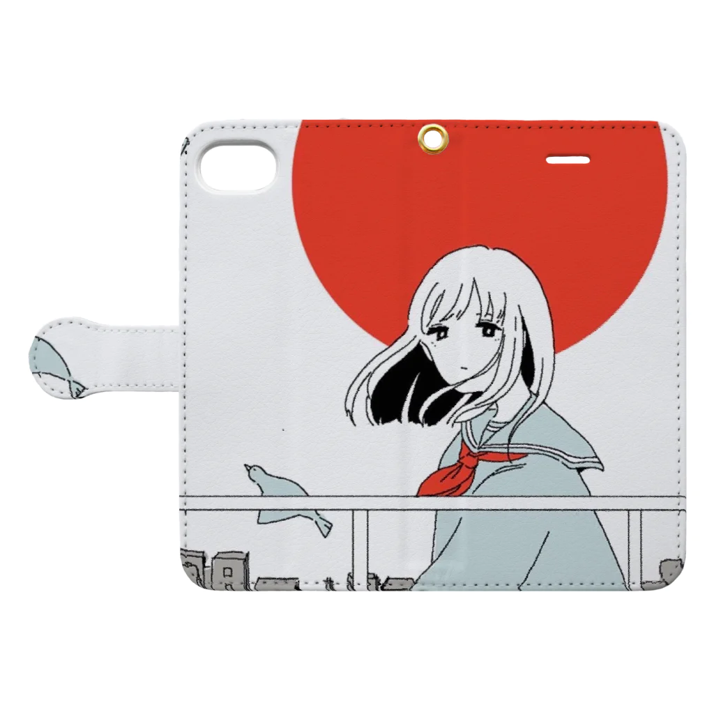 泳(ei)の日の出 Book-Style Smartphone Case:Opened (outside)