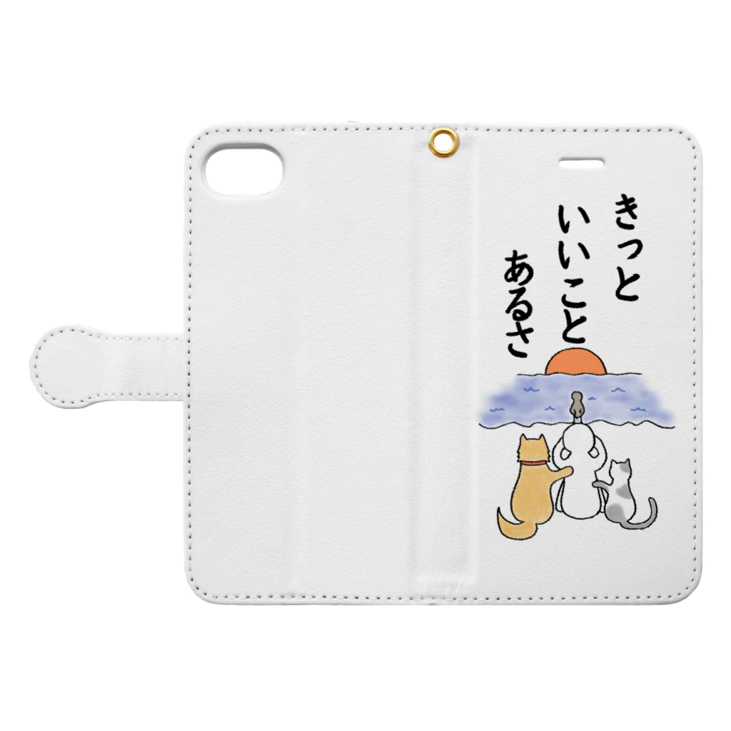 y_oco_yのきっといいことあるさ Book-Style Smartphone Case:Opened (outside)