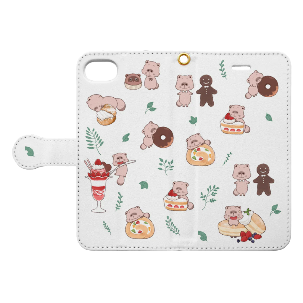 なご村🍙のあまいものとたぬきさん(8/7専用) Book-Style Smartphone Case:Opened (outside)