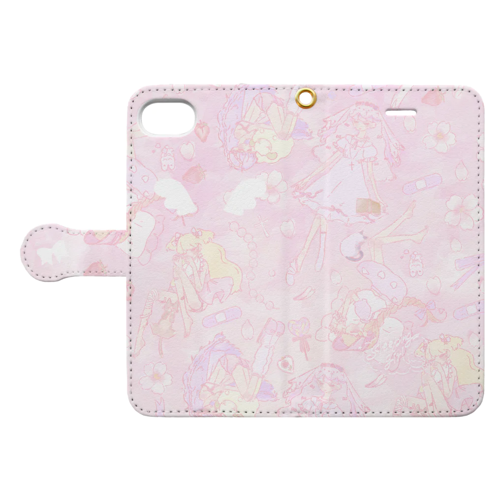 オシロ໒꒱の.°⑅ʚsleeping girlɞ(caseB)⑅°.  Book-Style Smartphone Case:Opened (outside)