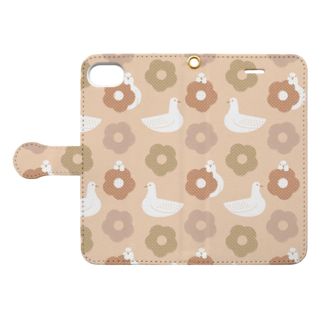 るこの蕎麦ぼうろとハト 桃 Book-Style Smartphone Case:Opened (outside)