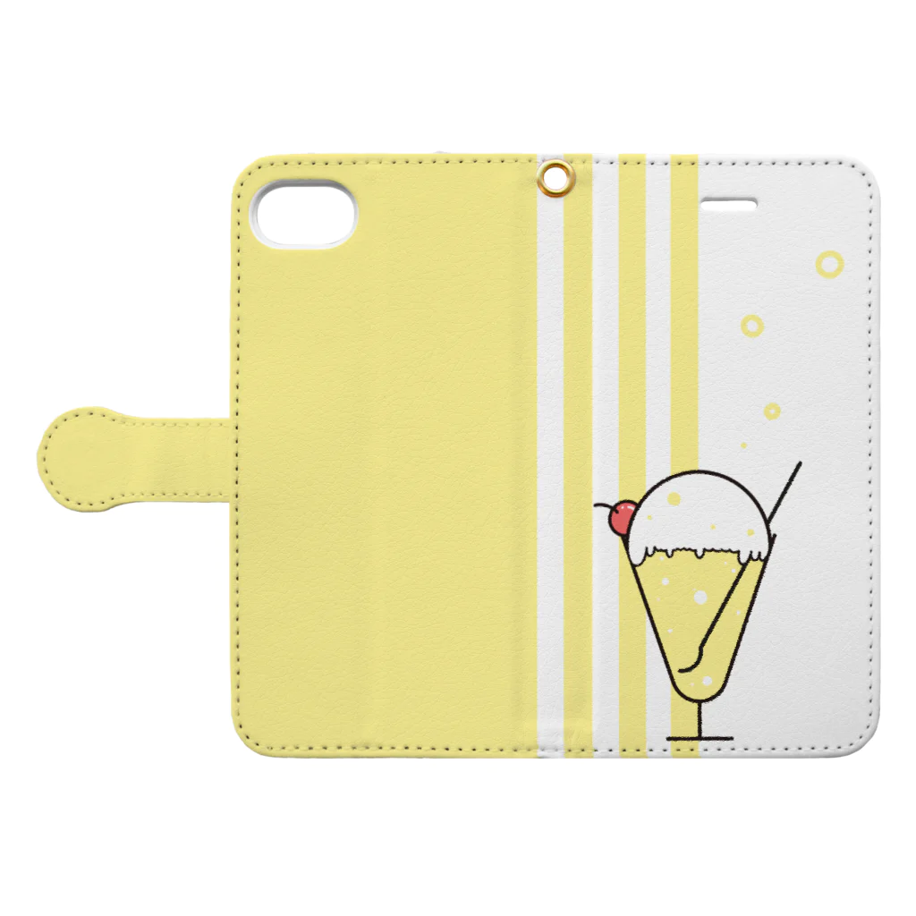 Nico Rab.のくりぃむそーだ yellow Book-Style Smartphone Case:Opened (outside)