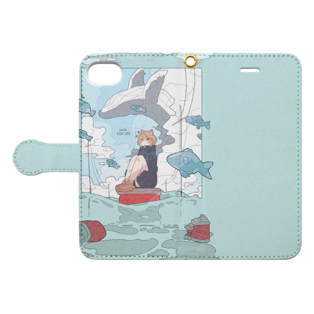 HaるのUoUo FISH LIFE🐟 Book-Style Smartphone Case:Opened (outside)