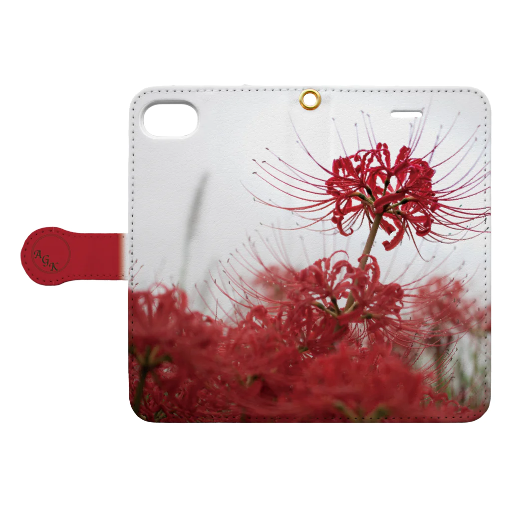 AGKの彼岸花のiphoneケース（7/8専用） Book-Style Smartphone Case:Opened (outside)