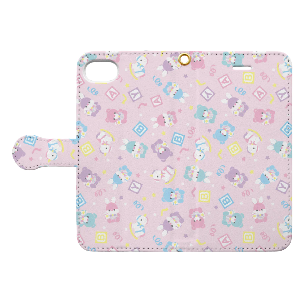 anir0214のani♡Я手帳型ケース（ベビー） Book-Style Smartphone Case:Opened (outside)