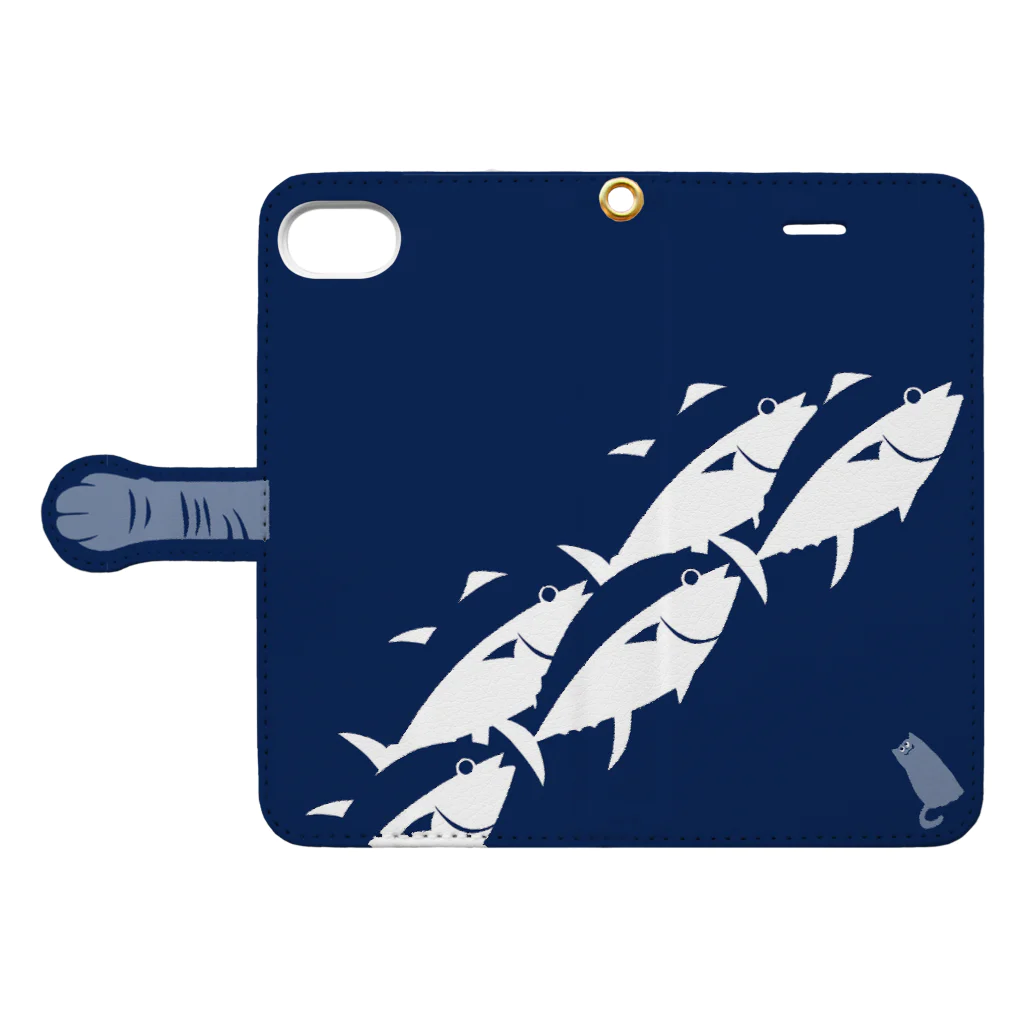 fiSHのiPhone8/7 マグロとネコ Book-Style Smartphone Case:Opened (outside)