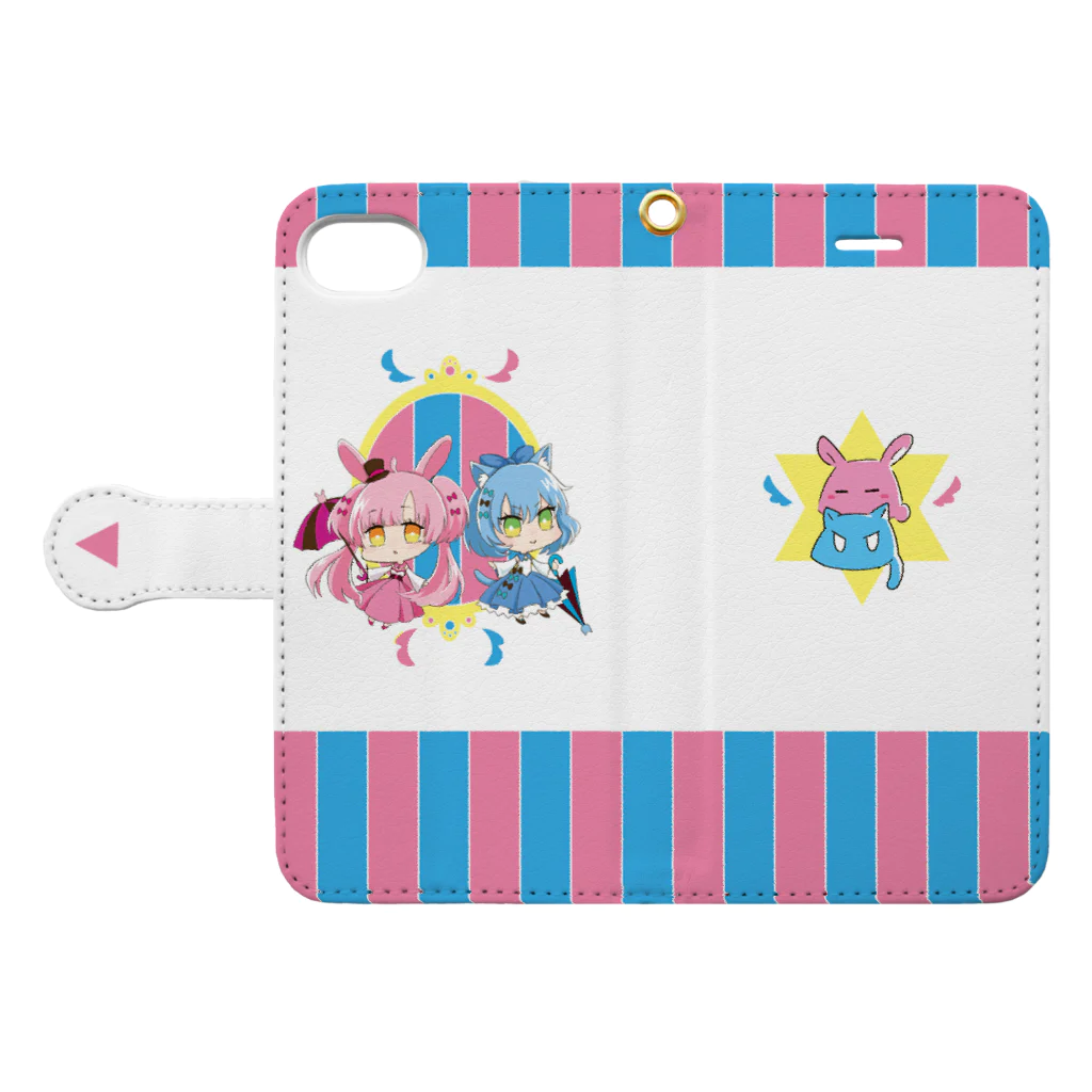 NDG2-1amanoのねこうさ Book-Style Smartphone Case:Opened (outside)