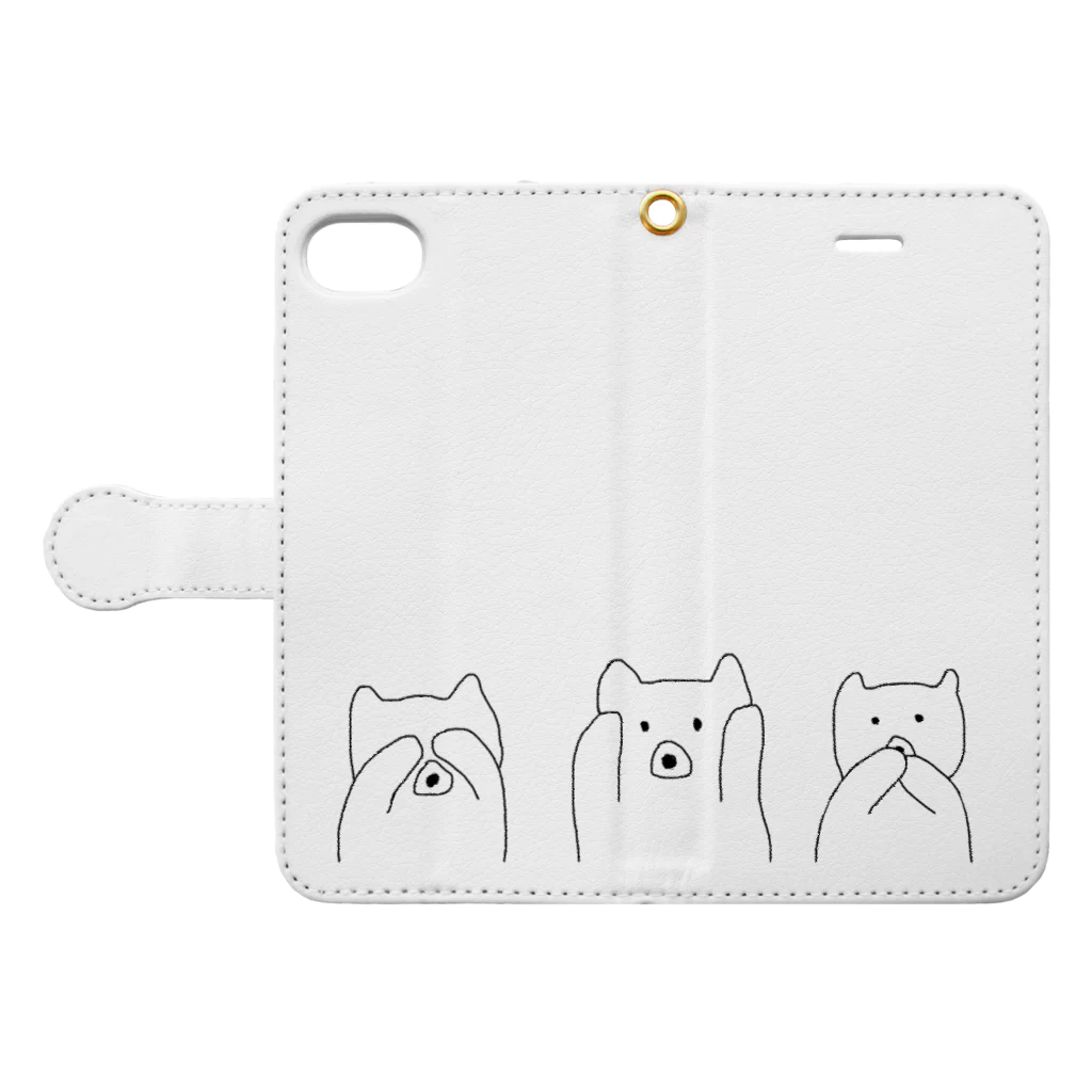 SRKMのＳＲＫＭ（見クマ聞かクマ言わクマver.） Book-Style Smartphone Case:Opened (outside)