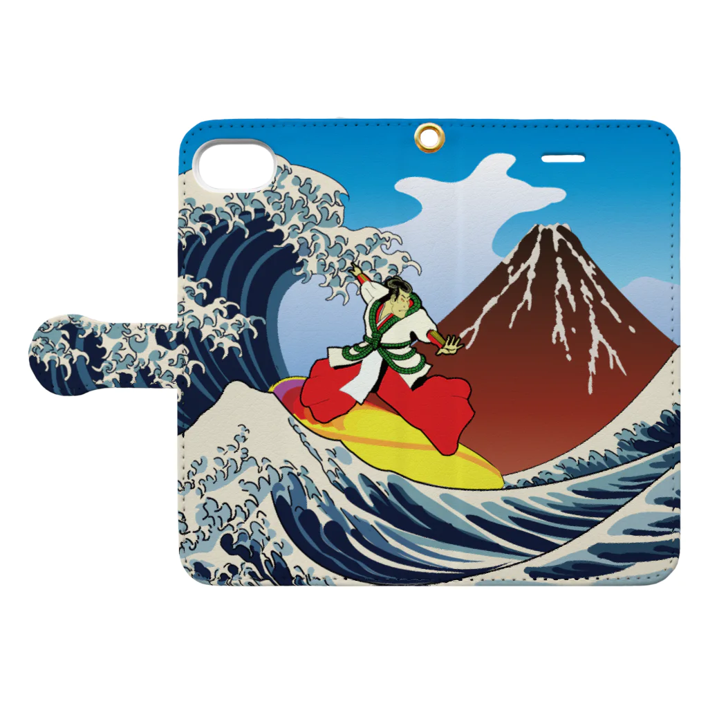 Drecome_Designの 紅富士波乗写楽 Book-Style Smartphone Case:Opened (outside)