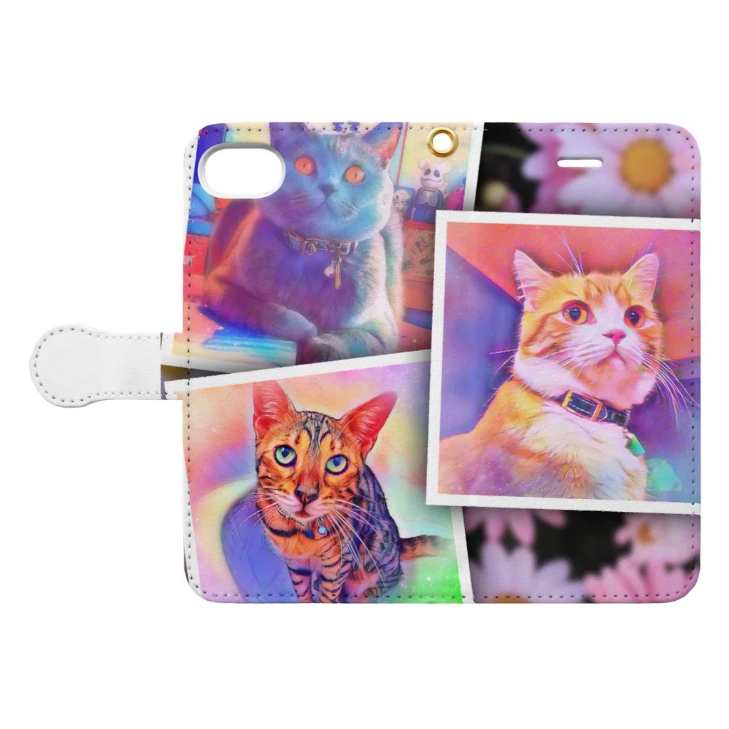 KGD 3nyansのゆめかわねこ Book-Style Smartphone Case:Opened (outside)
