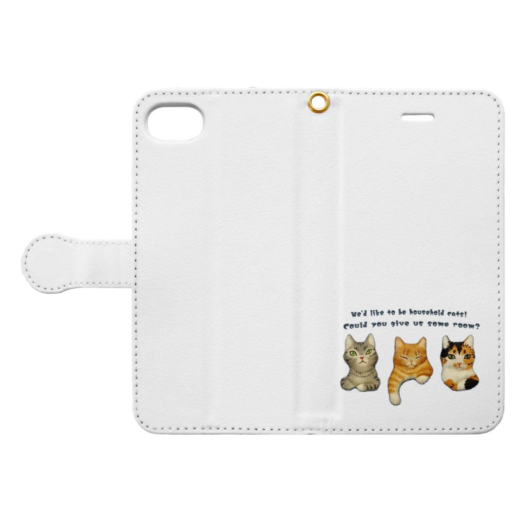 nonaの飼い猫になりたい三匹の猫 Book-Style Smartphone Case:Opened (outside)