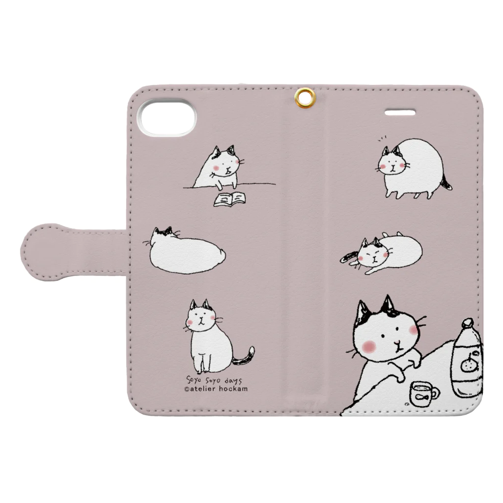 ほっかむねこ屋（アトリエほっかむ）のそよそよデー Book-Style Smartphone Case:Opened (outside)