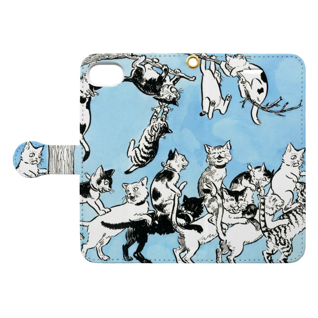 lofi_bearの北澤楽天 ねこのくにの幼稚園　1915 Book-Style Smartphone Case:Opened (outside)