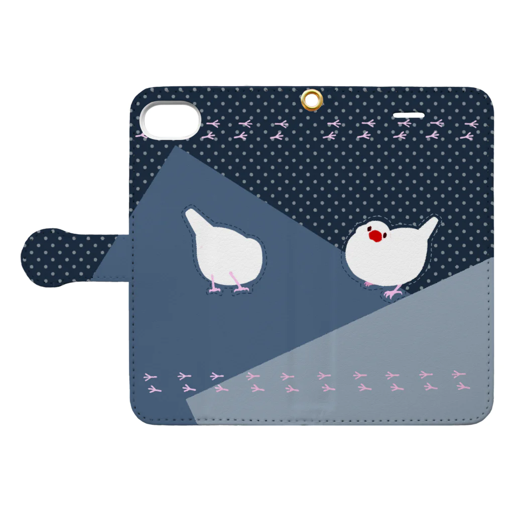 anima*l*eのかしげ白文鳥 Book-Style Smartphone Case:Opened (outside)