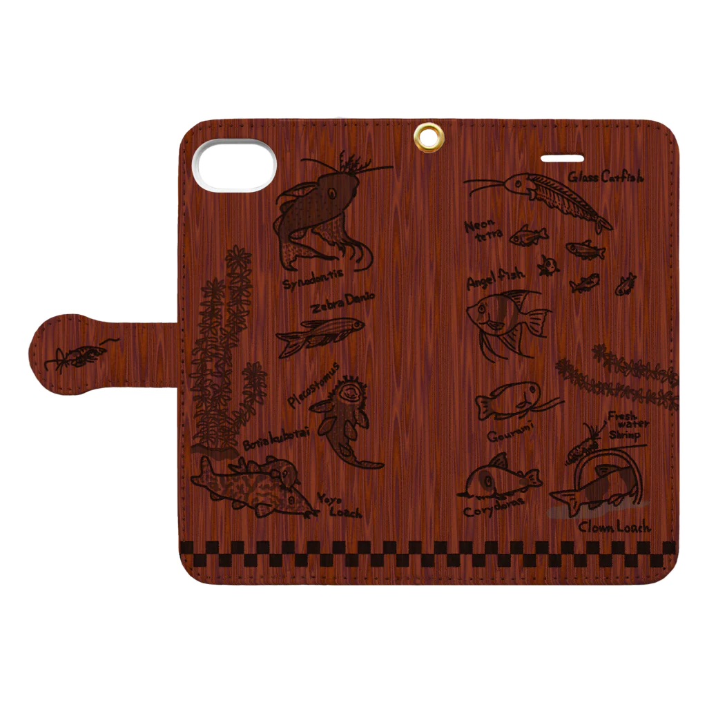 ぺんぎん丸の【iPhone6/6s/7/8専用】熱帯魚さん大集合！ Book-Style Smartphone Case:Opened (outside)