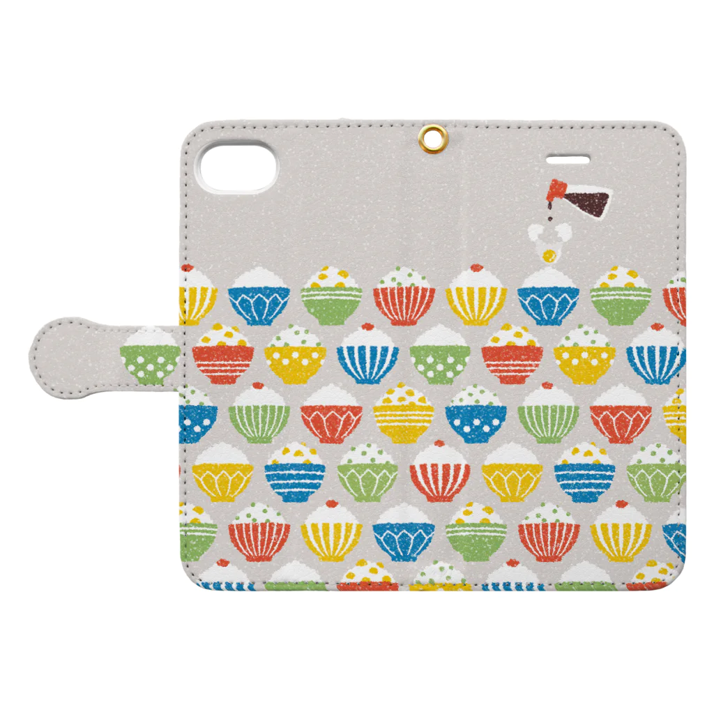 123izmのごはん Book-Style Smartphone Case:Opened (outside)