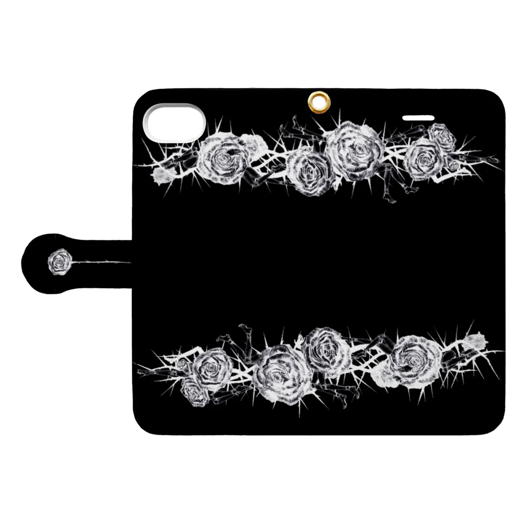 石榴 （ザクロ）のイバラと球体関節人形【black】 Book-Style Smartphone Case:Opened (outside)