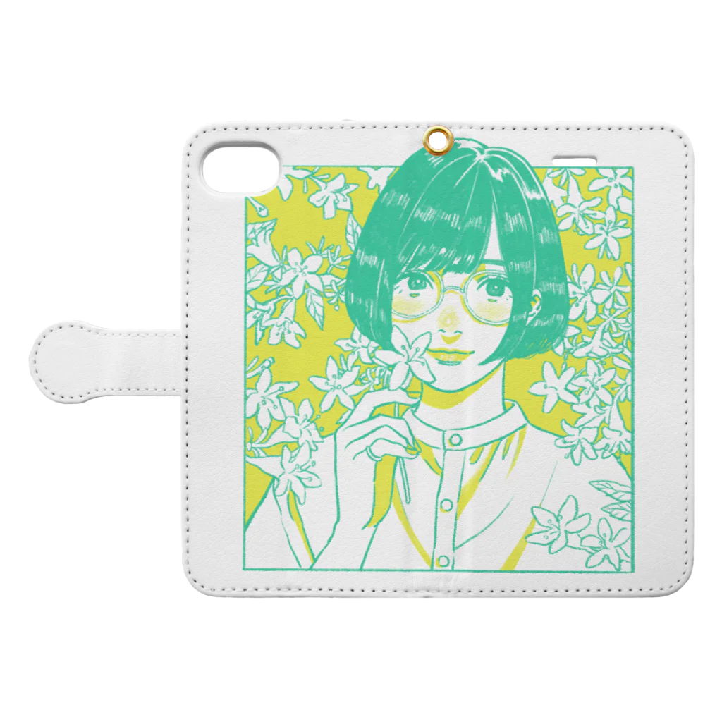 HAGU HOSHINO COLLABORATION STOREの【若】HAGU HOSHINO Smartphone Case Book-Style Smartphone Case:Opened (outside)