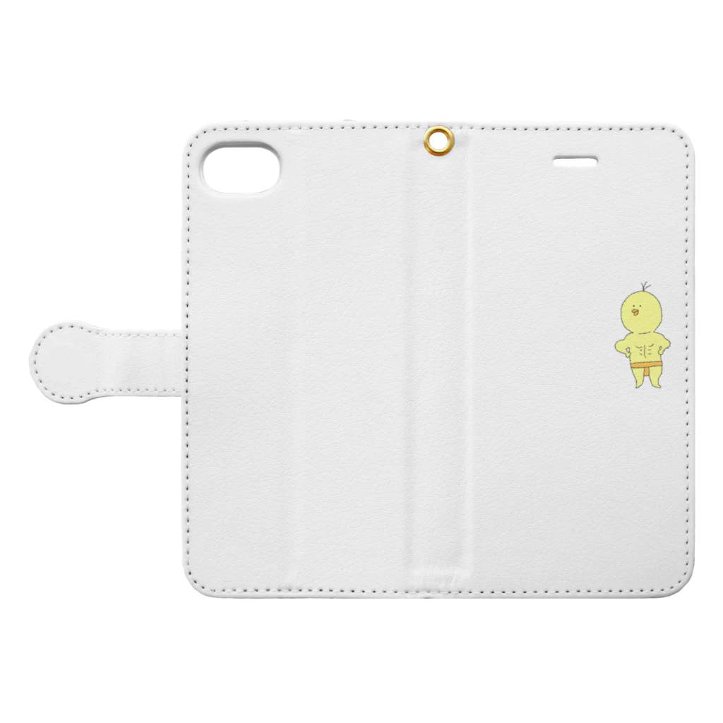 りおちゃんの林檎スのムキムキなひよこ Book-Style Smartphone Case:Opened (outside)