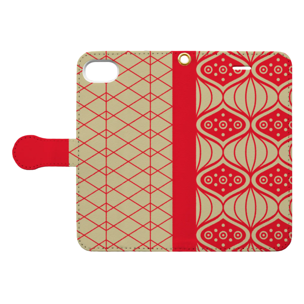 All Free - My Favorite -の【iPhone 8/7/SE(第2世代)のみ】Chinese Pattern【フリー素材使用】 Book-Style Smartphone Case:Opened (outside)